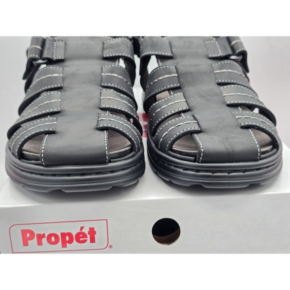 Propet Hunter Men's Leather Adjustable Fishin Fisherman Sandals | Size 8.5 Black - Picture 3 of 13